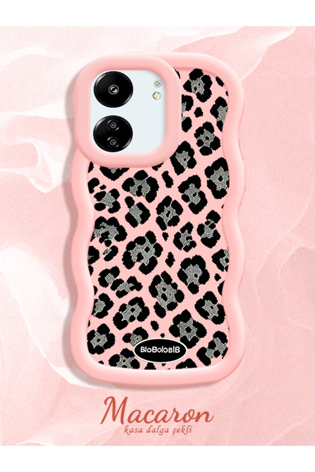 Poco C65 Compatible Wavy Frame Leopard Print High Quality Silicone Phone Case