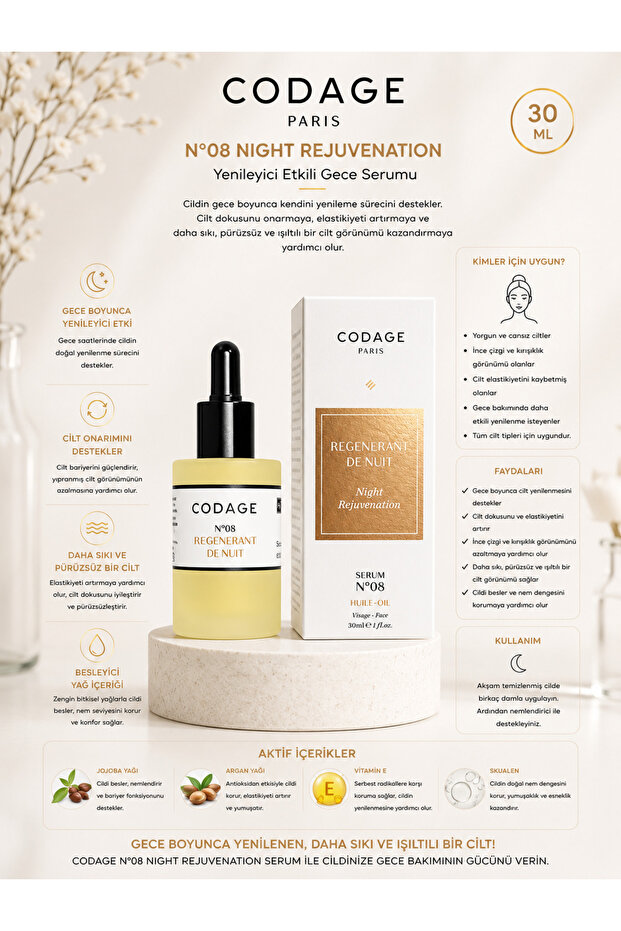 Serum No 08 Night Night Serum with Preventive, Corrective and Renewing Effects for Early Signs of Aging 30ml