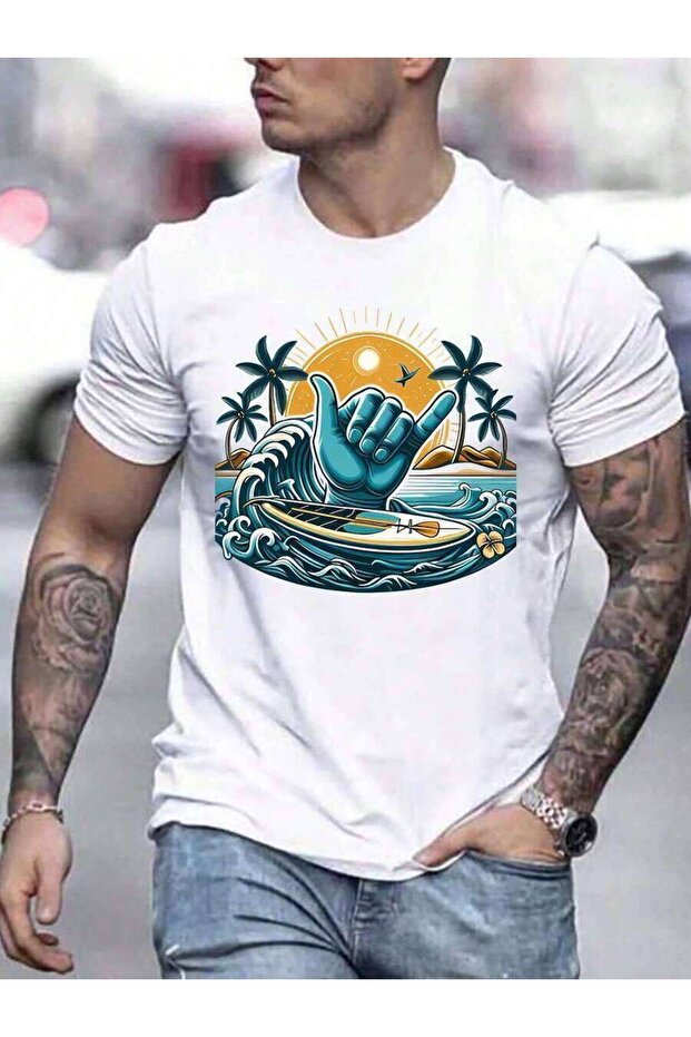 Summer Men's Patterned Short-Sleeve T-Shirts With Letter Prints