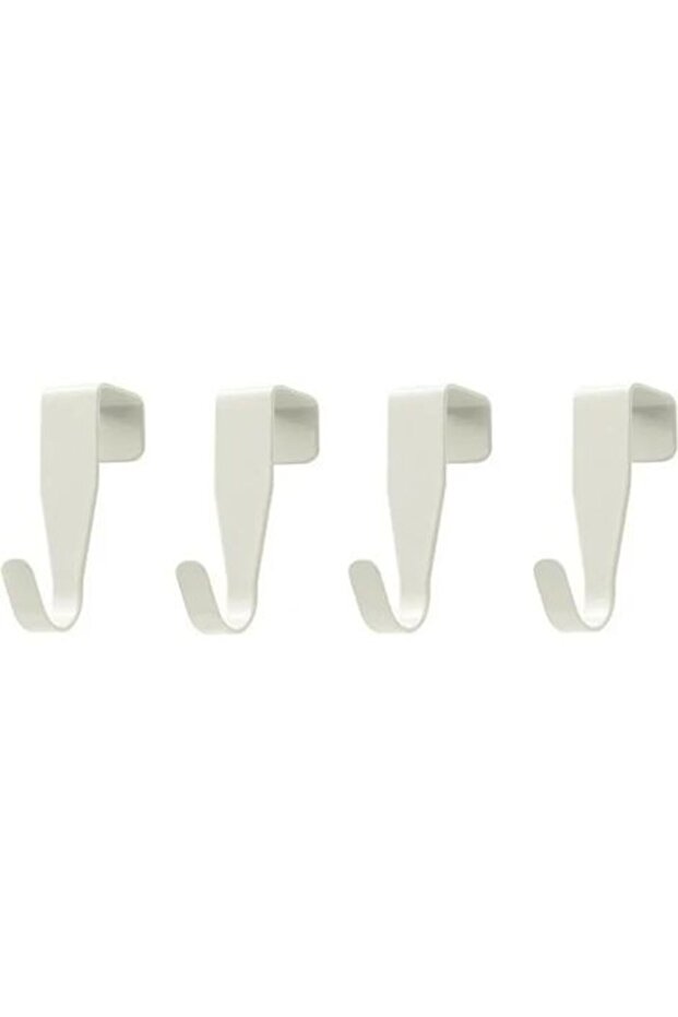 A set of 4 white door and window hooks, including decorative hooks, nails, and door brackets.