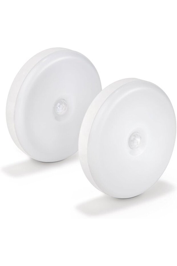 Set of 2 LED night lights with motion sensor and twilight sensor, battery-powered white plastic night light, warm white night light for hallway