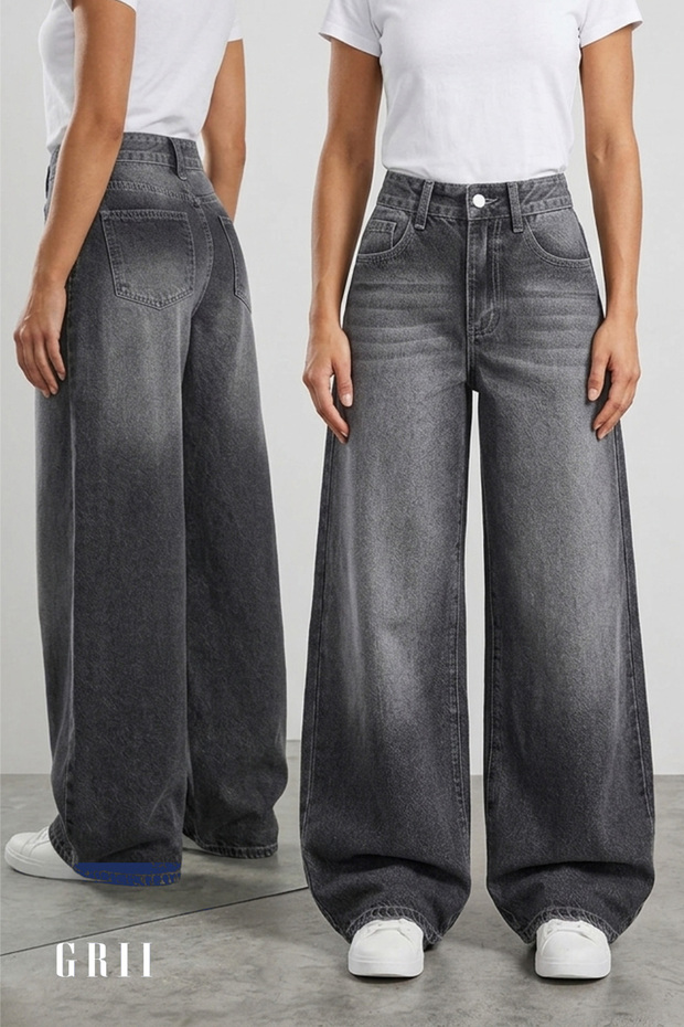 Vintage Washed Wide Leg Baggy Jeans