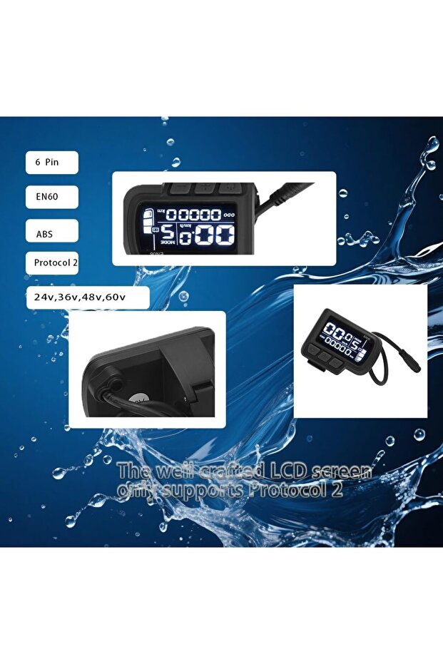 Bicycle LCD display instrument panel, waterproof 6-pin connector, 24V 36V 48V 60V, electric bicycle controller EN06, display screen, thumb throttle