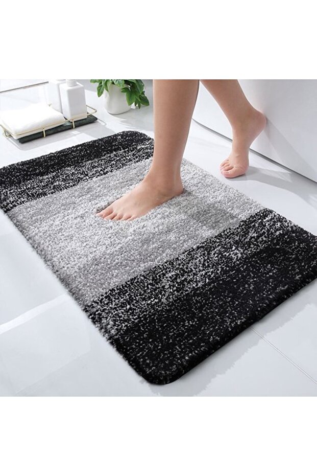 Bath Mats - Extra Soft Microfiber Bath Mat, Dark Grey Anti-Slip and Machine Washer Safe Bathroom Mat, Water Absorbing Shower Mat, 51x76 cm