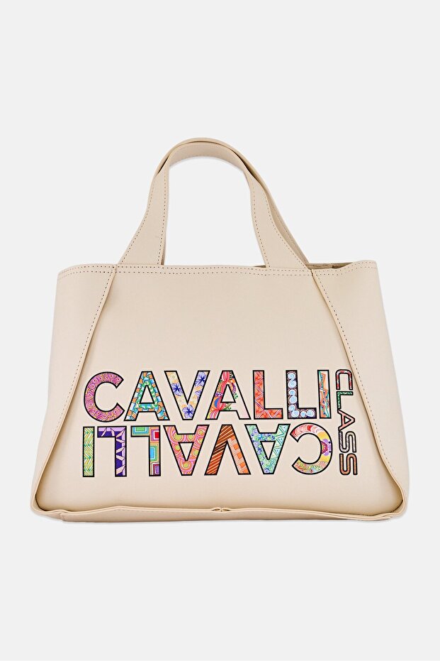Women Brand Logo Mini Tote Bag, Beige