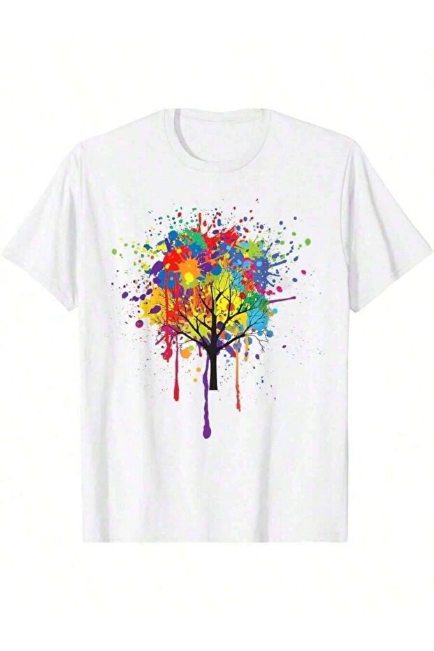 تي شيرت Drip Tree Paint Splash Art من Zany Brainy للجنسين