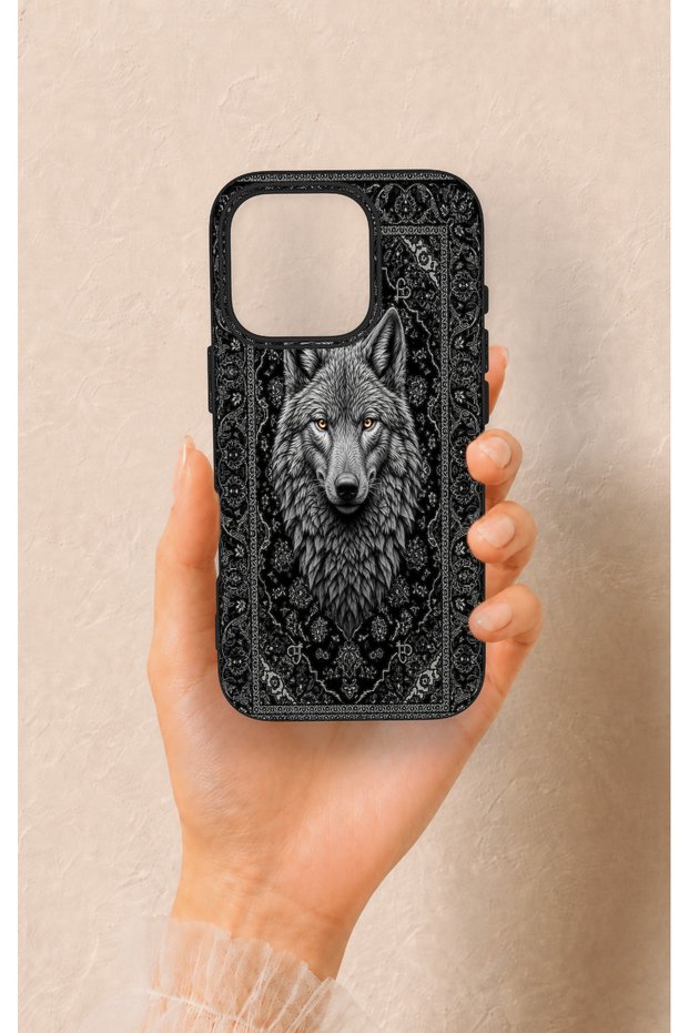 iPhone 16 Pro Compatible Ethnic Wolf Pattern Silicone Case