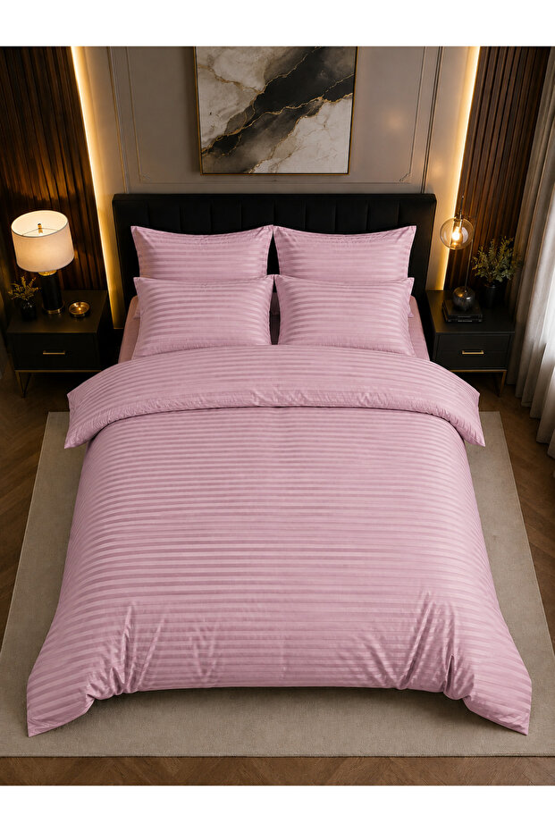 Striped Satin Double Duvet Cover Set Diamond Series