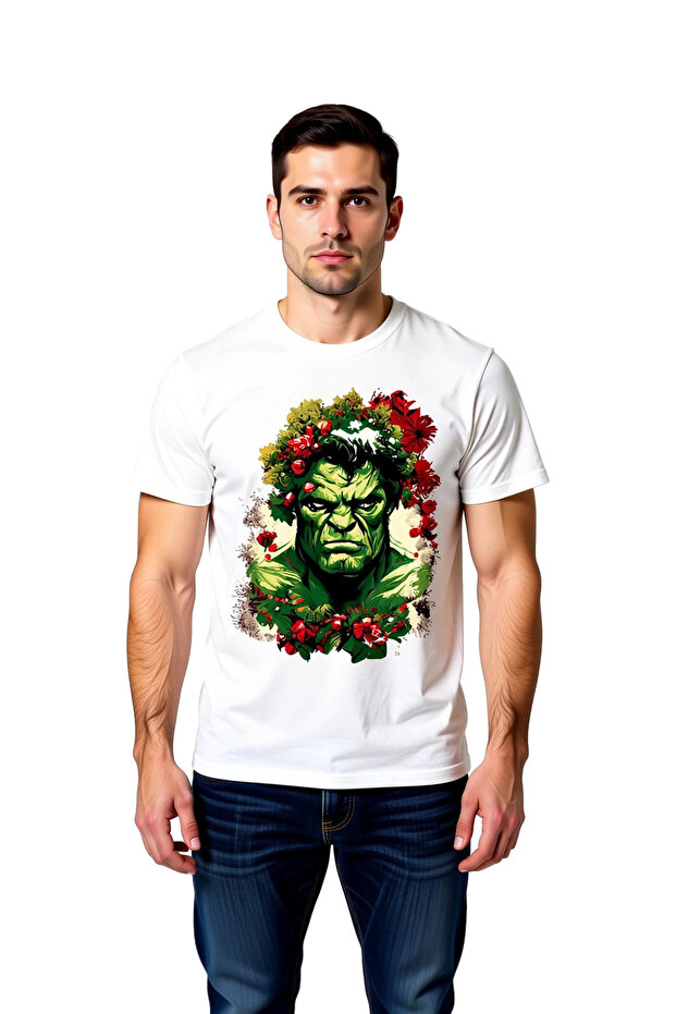Men's Floral Crowned Strong Character Printed 100% Cotton Short Sleeve Relaxed Cut T-Shirt Casual Modern
