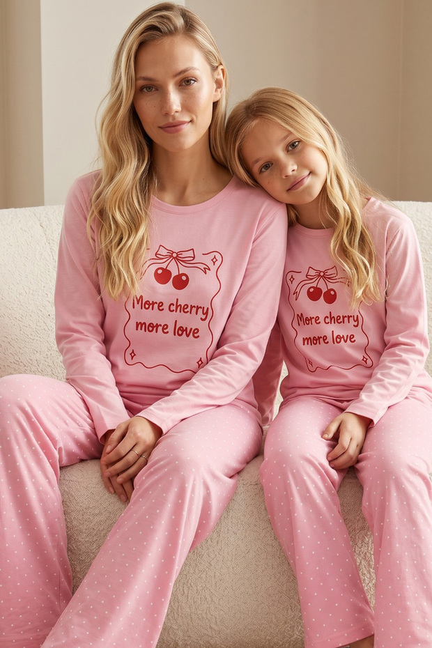 Pink Patterned Cotton Lycra Knitted Pajama Set26241170