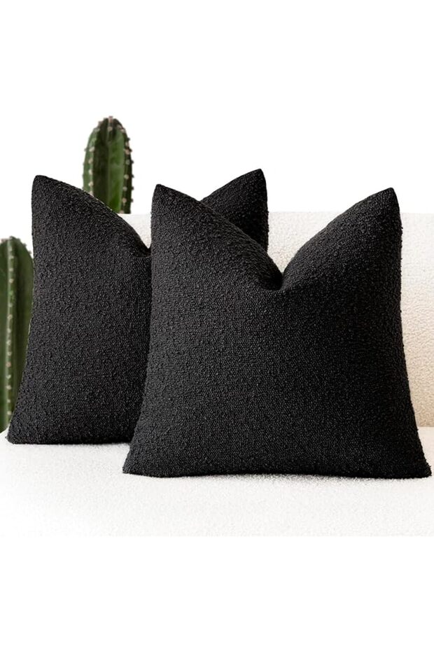 Foindtower Pack of 2 Textured Boucle Throw Pillow Covers Accent Solid Lumbar Pillow Cases Cozy Soft