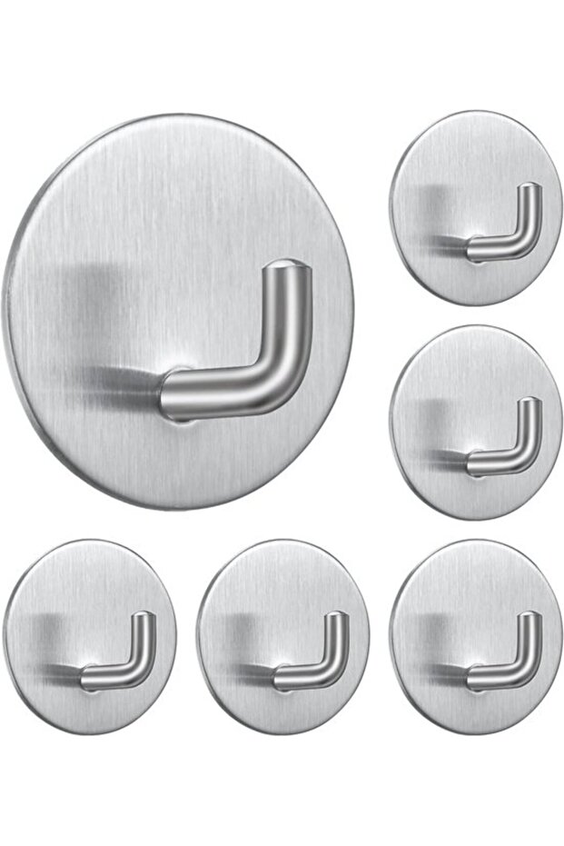 6 hooks hooks towel Clothes Bathroom Kitchen Office steel Stainless Wall Silver required hooks Towel racks Bathrobe hooks Toilet