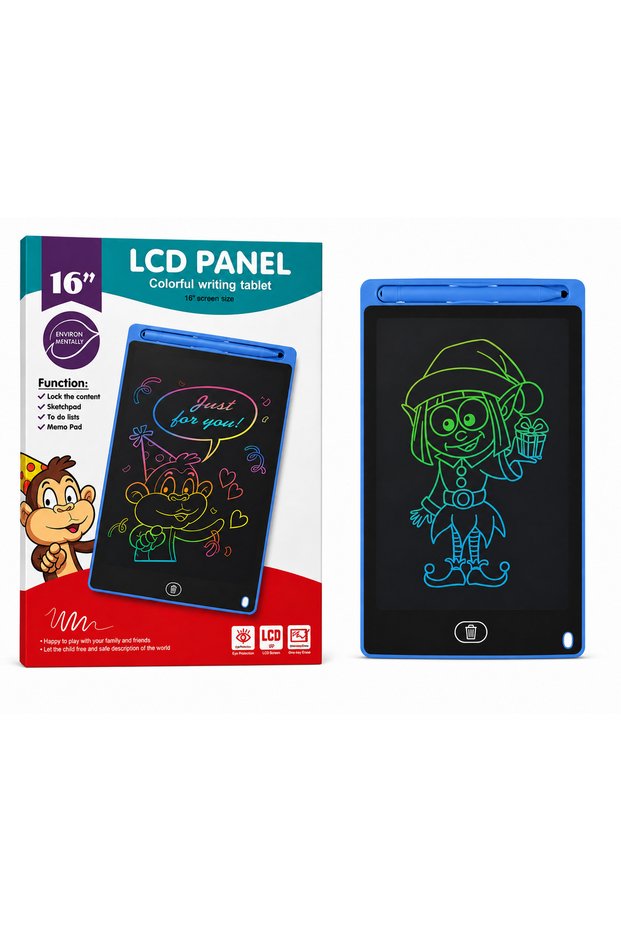 Kids 16 Inch LCD Writing Tablet with Stylus Pen, Reusable Colorful Drawing & Doodle Pad, Electronic Writing Board for Kids, Erasable Memo Board for Learning, Drawing, Writing & Home Use