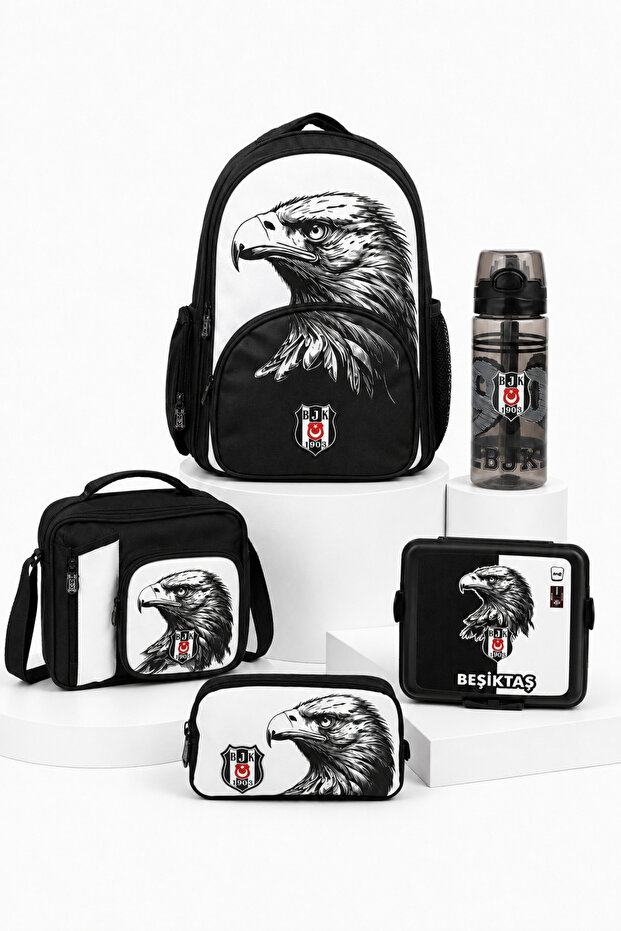 Licensed 5-Piece School Bag Set Backpack Lunch Box Pen Holder Water Bottle Lunch Container