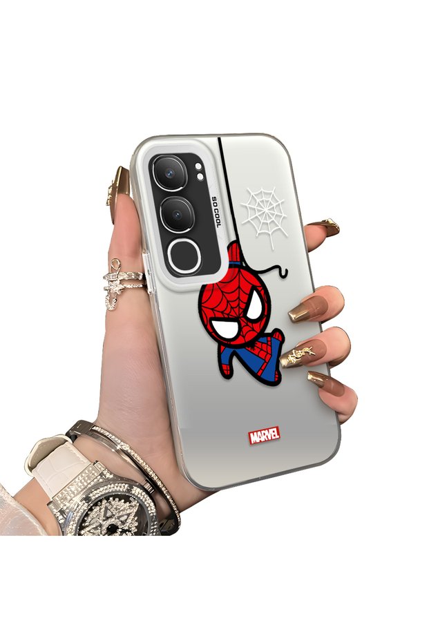 Vivo Y19S Compatible Silicone Edge Hard Back Case Couple Phone Case Spider Man Patterned