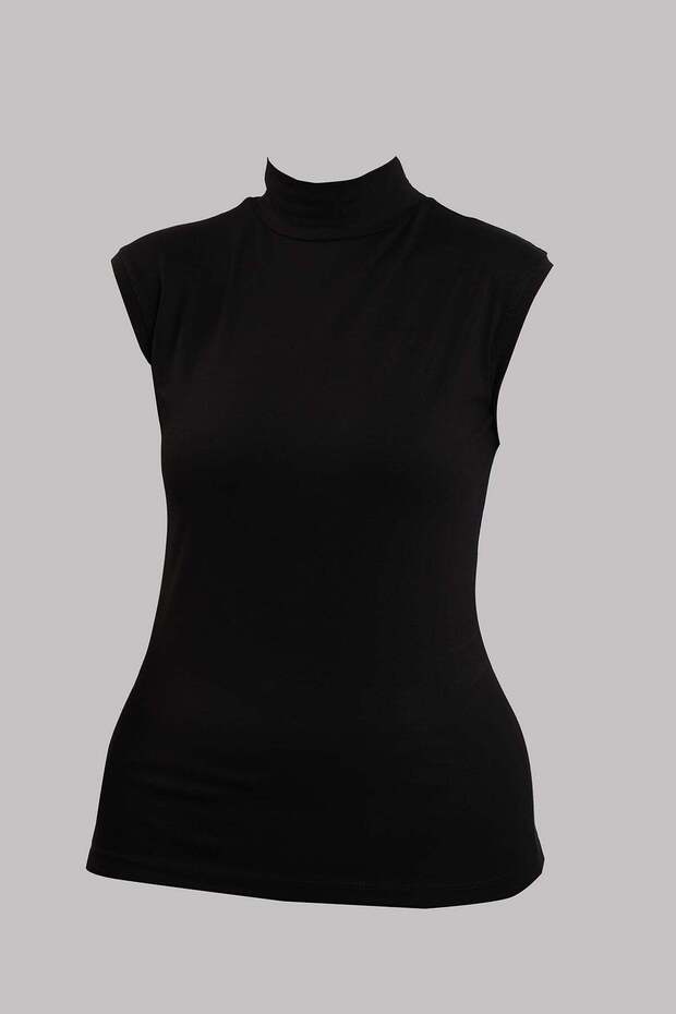 Black Body Turtleneck Viscose Zero Sleeve 1027_01