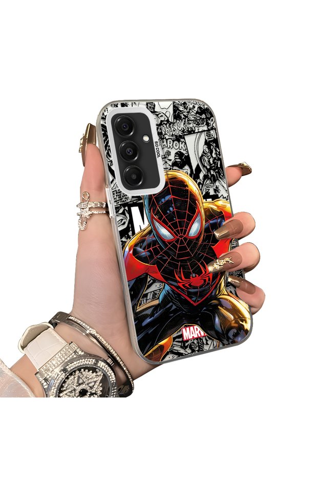 Samsung Galaxy A16 Compatible Spiderman Patterned Silicone Edge Hard Back Case Couple Phone Case