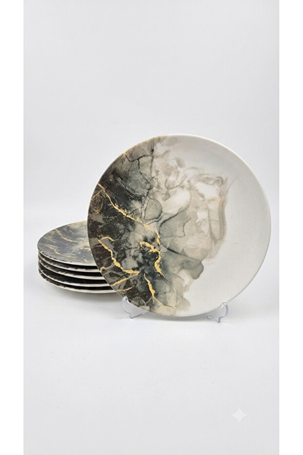 Marble 6-Piece Porcelain Cake Plate Set