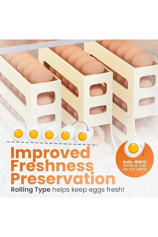 4-Tier Automatic Rolling Egg Holder for Refrigerator, Gravity-Fed Egg Organizer, Space-Saving Egg St - 7