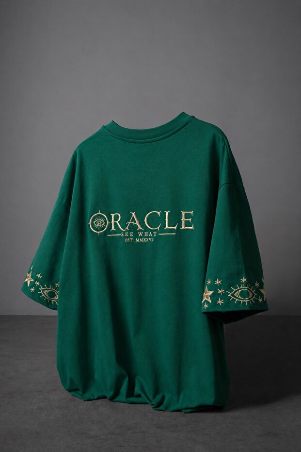 Men's Green Oracle Embroidered Oversize Tshirt