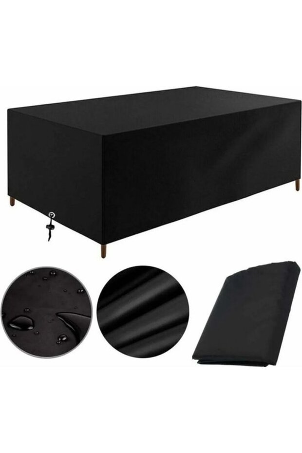Black garden furniture cover, 220*120*75 cm, table and chair protective waterproof, windproof, UV resistant, cold made of Oxford cloth
