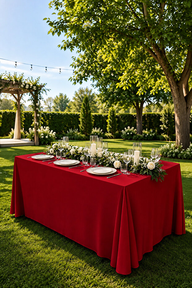 Seamless Rectangular Tablecloth 320X220Cm - No Ironing Required - Wedding Event Organization Hotel Restaurant