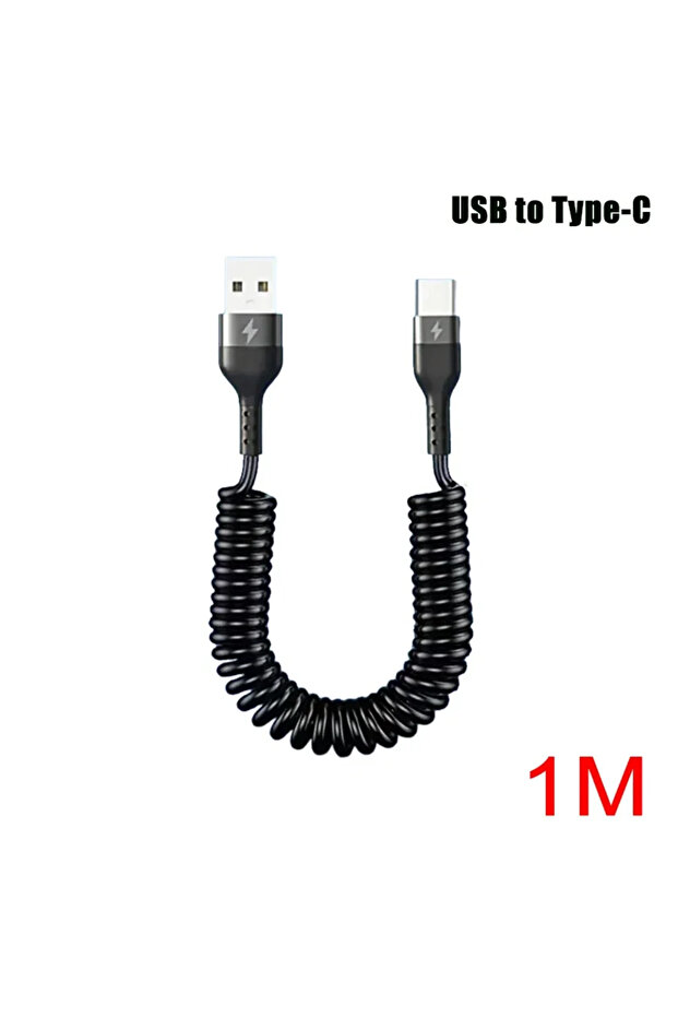 1M USB To Type-C 66W 5A Cable Spring Pull Telescopic Super Data Cable USB To Type-C/Dual Type-C Fast