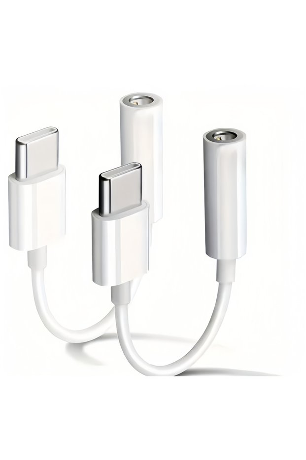 white 2pcs USB C to 3.5mm Audio Headphone Jack Adapter, Type C Aux Audio Dongle Cable Cord