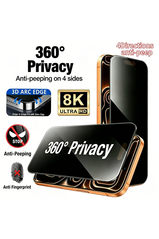 iPhone17 Tempered glass 2 Pieces NNBILI 2Pcs Privacy 360-Degree Full Coverage Tempered Glass Screen