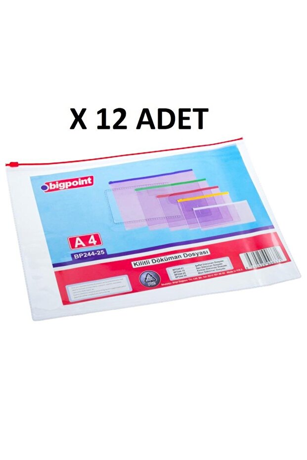 Document File with Lock A4 Pvc Red X 12 Pieces