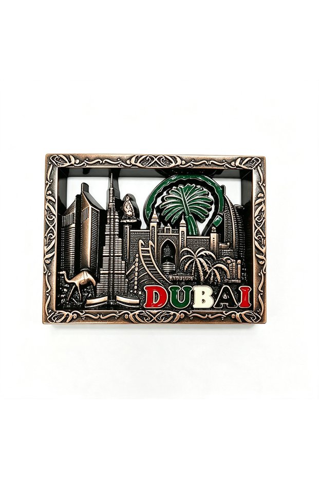 R471 Urban landmark metal refrigerator magnets retro relief hollowed-out photo frame magnet souvenir decoration refrigerator