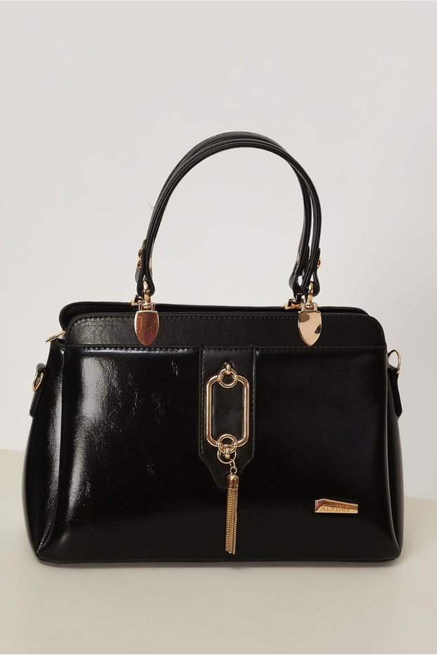 Faux Leather Bag with Tassel Detail 2239