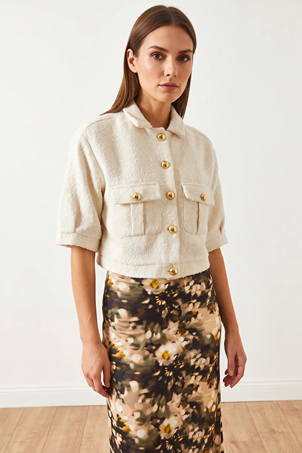 Women's Short Sleeve White Jacket