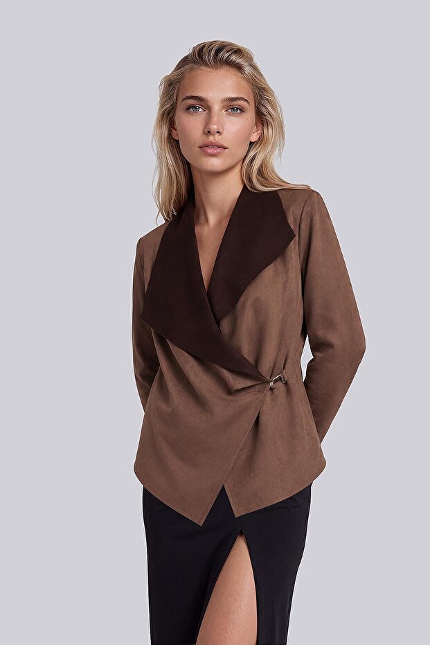 Suede Jacket with Side Accessory Detail