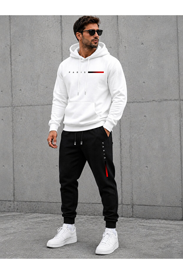 Tracksuit Set Sweatshirt Tracksuit Oversize Shaped Comfortable Fit Quality Fabric Pari̇ss Printed