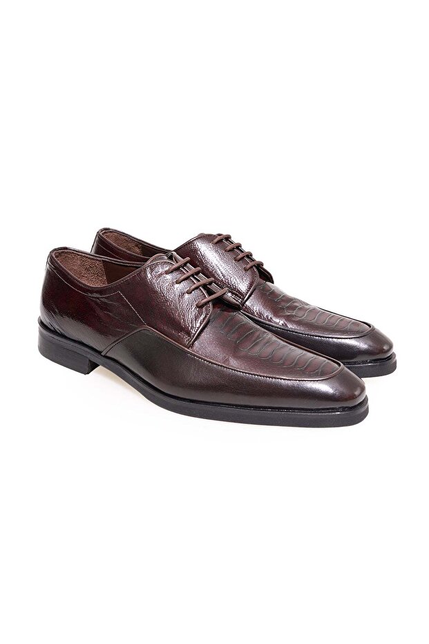 Brown Lace-Up Genuine Leather Men's Shoes