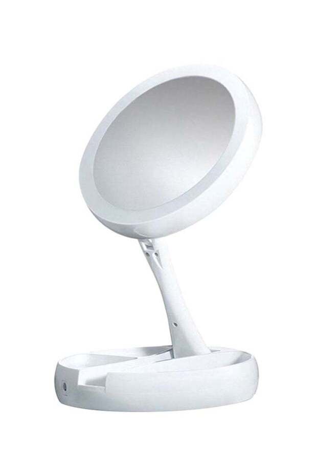 Double Sided LED Light Desk Mirror White