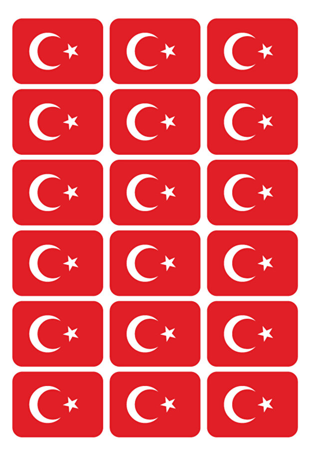 Turkish Flag Sticker Set 216 Pieces (4X3 cm) - Home Office Car Travel Project Sticker
