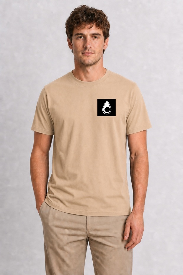 Negative Space Avocado Design T-Shirt - Cream