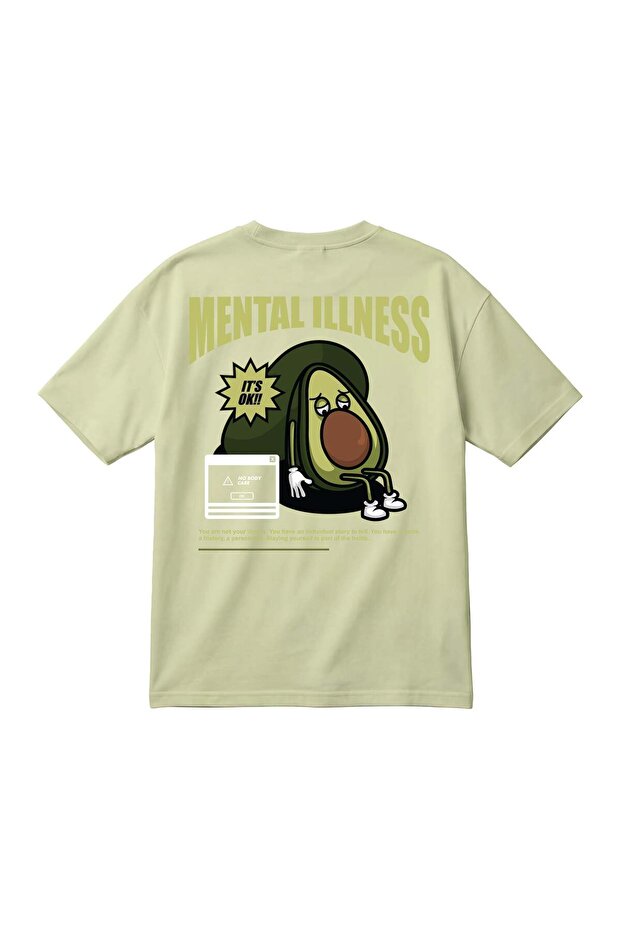Mental Illness Printed Oversize Black Unisex T-Shirt – Avocado