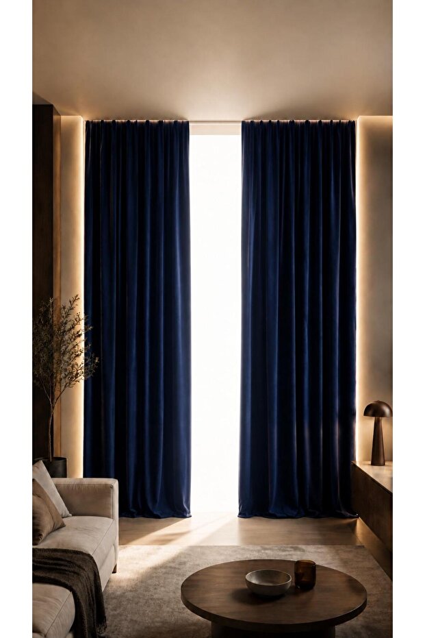 Navy Blue Single Panel Blackout Background Curtain Light-Proof Blackout and Anti-Sun Curtain