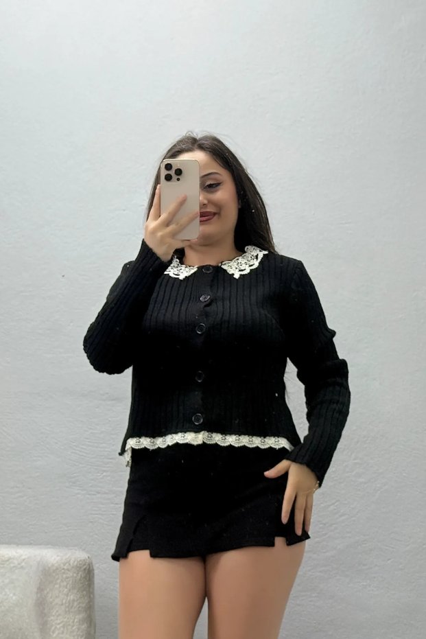 Women's Lace Detailed Knitwear Cardigan Black