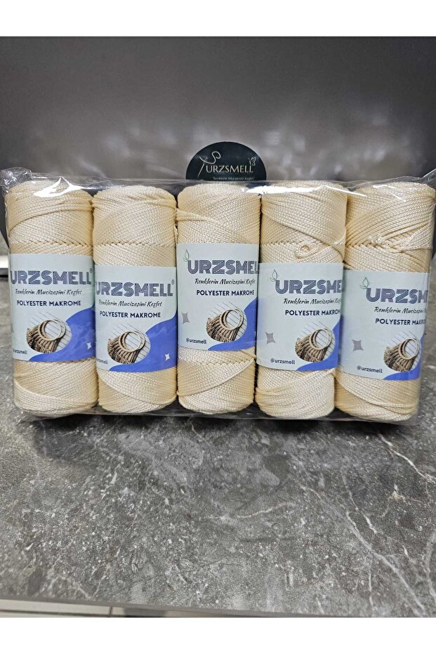 Polyester Macrame 500Gr, 5-Pack (100Gr-140Mt Each) No. 3. 2mm Supla, Bag and Accessory Thread 017 Yalova Kemik