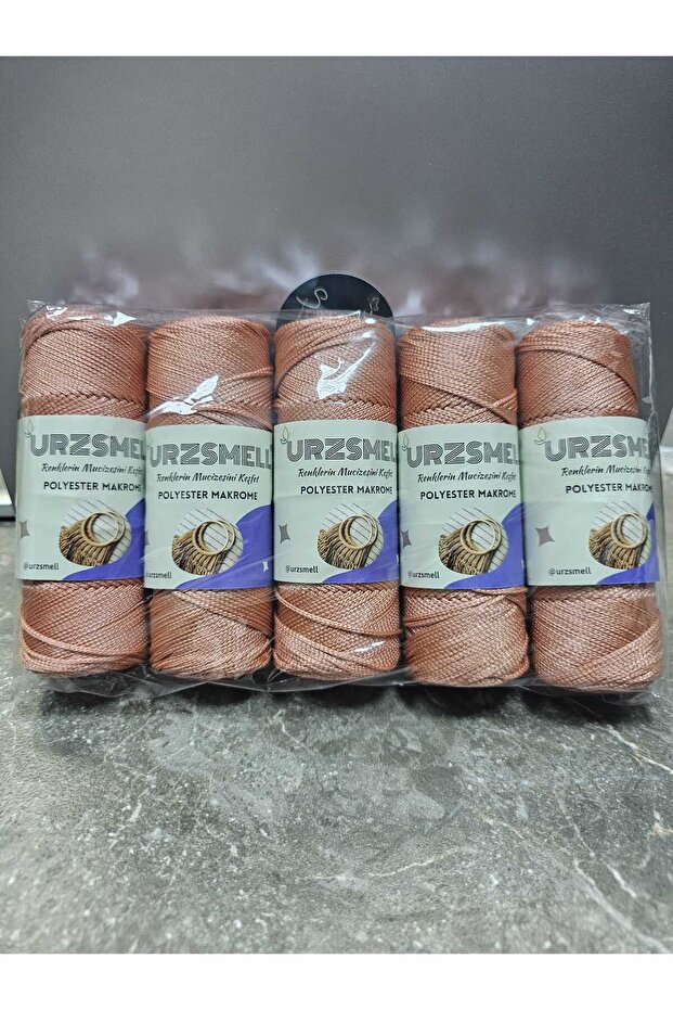 Polyester Macrame 500Gr, 5-Pack (100Gr-140Mt Each) No. 3. 2mm Supla, Bag and Accessory Thread 071 Copper