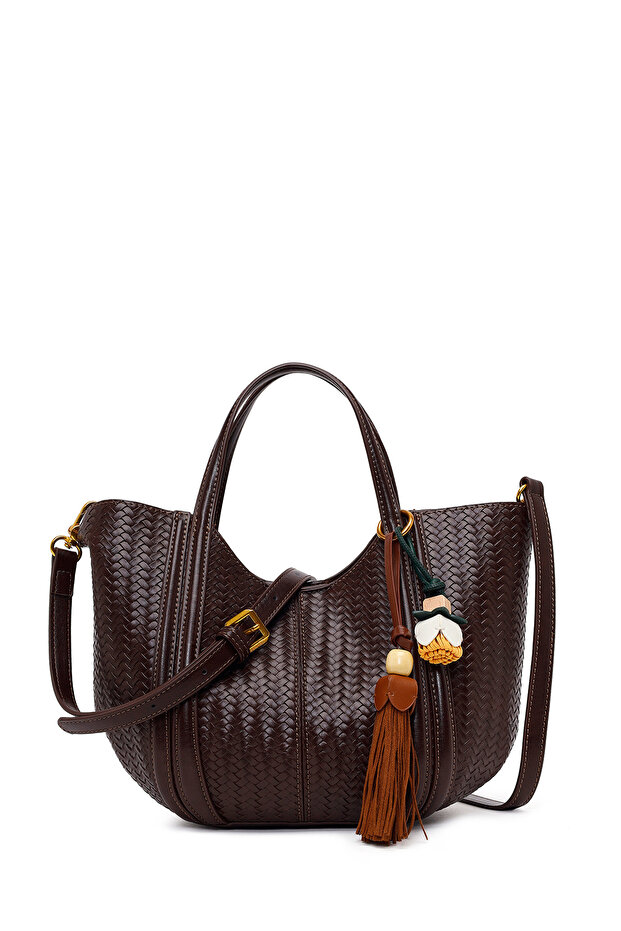 Women's Brown Long Strap Printed Shoulder Bag 26Sbd251926