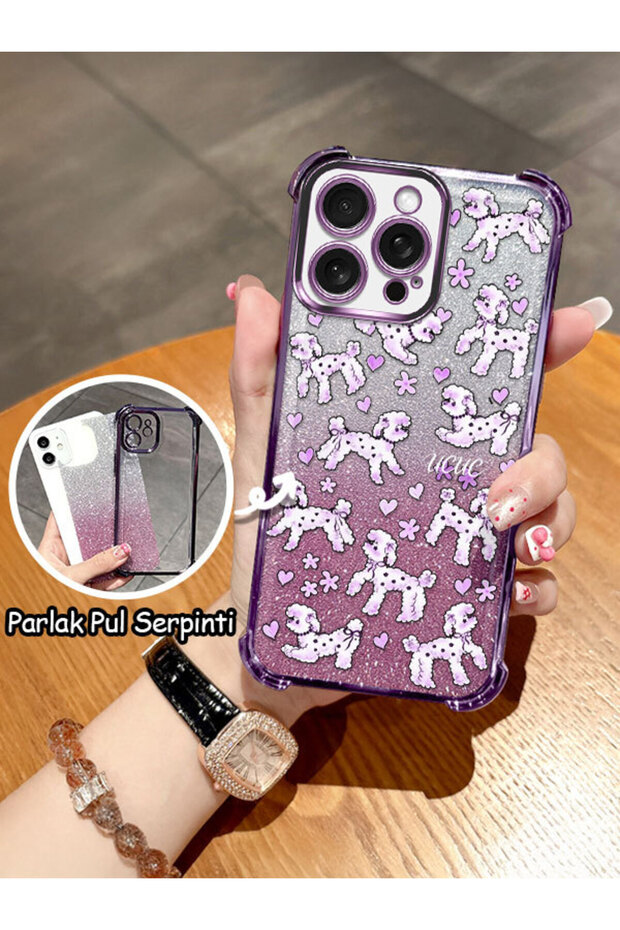 iPhone 15 Pro Max Compatible Transparent Four Corner Silicone Coated Glossy Edge Case