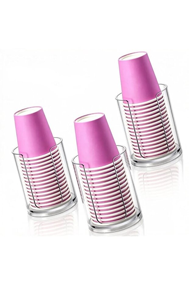 3-Pack Clear Wall Mount Cup Dispenser, Countertop Storage for Bathroom (Paper Cups Not Included)