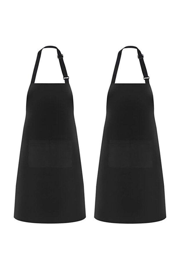NLUS 2 Pack Kitchen Cooking Aprons, Plus Size Bib Apron Adjustable Bib Soft Chef Apron with 2 Pockets for Men Women (Black,2)