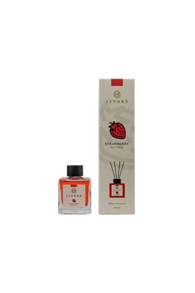 Litore Diffuser – 100ml | Long-Lasting Home & Office Air Freshener | Natural, Elegant Room Diffuser with Adjustable Scent Control for Living Room, Bathroom, Bedroom, Kitchen (Strawberry)