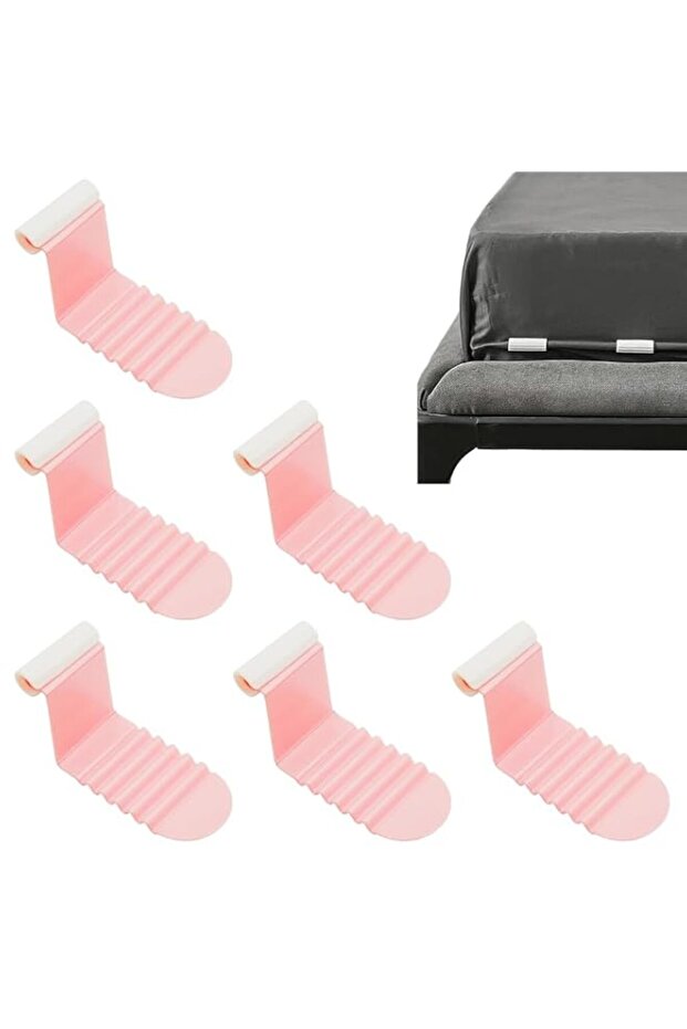 HASTHIP® 6Pcs Invisible Bed Sheet Clips, No-Slip Durable Sheet Holders & Grippers, Strong L-Shape Fasteners for Fitted Sheets, Mattress Covers and Low-Profile Frames